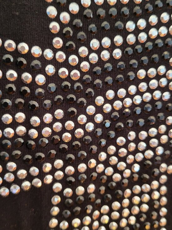 Twik Vintage Black High Low Dress Rhinestone Cross Sleeveless Whimsygoth - Picture 5 of 14